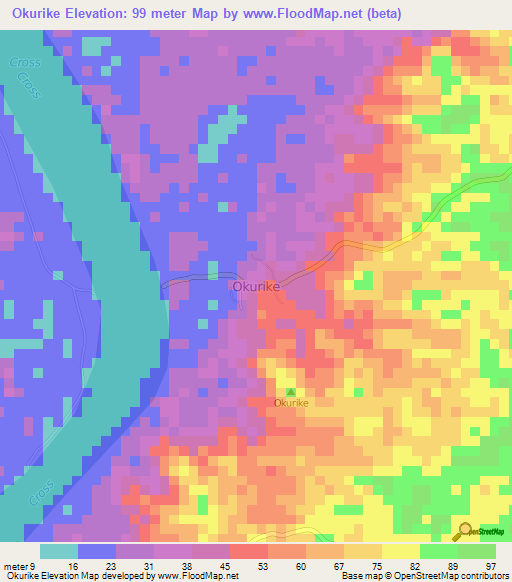 Okurike,Nigeria Elevation Map