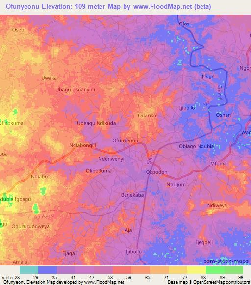 Ofunyeonu,Nigeria Elevation Map