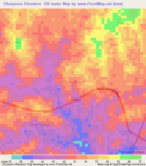 Ofunyeonu,Nigeria Elevation Map