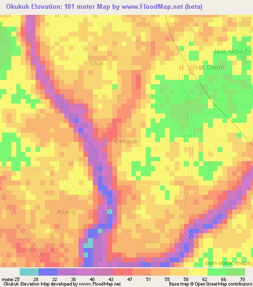 Okukuk,Nigeria Elevation Map