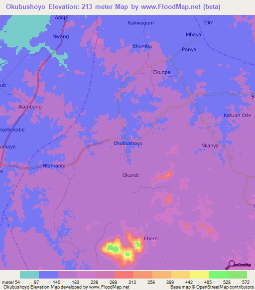 Okubushoyo,Nigeria Elevation Map