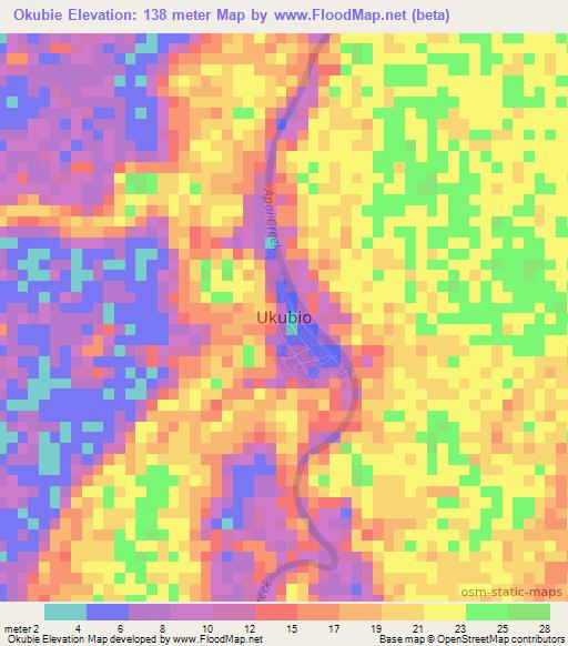 Okubie,Nigeria Elevation Map