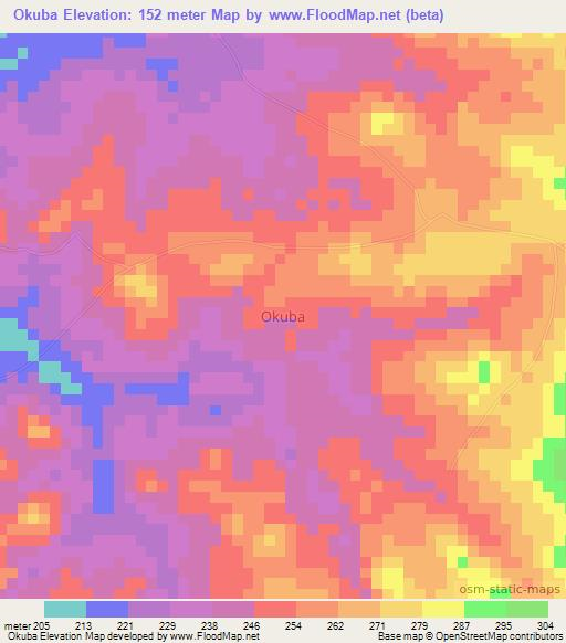 Okuba,Nigeria Elevation Map