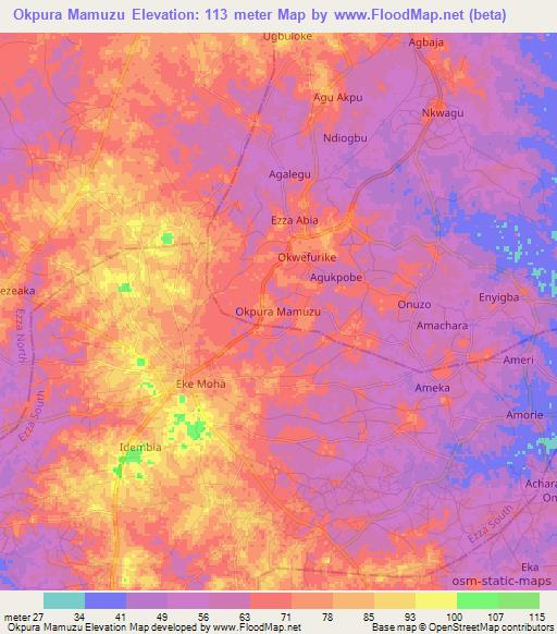 Okpura Mamuzu,Nigeria Elevation Map