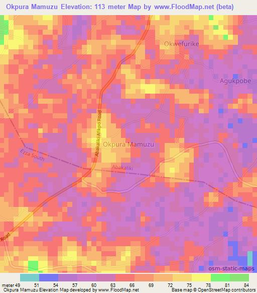 Okpura Mamuzu,Nigeria Elevation Map