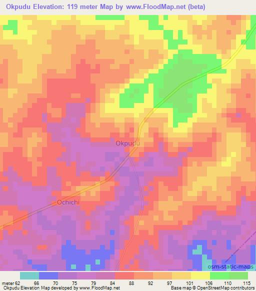 Okpudu,Nigeria Elevation Map