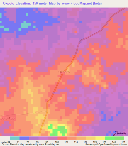 Okpoto,Nigeria Elevation Map