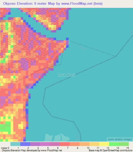 Okposo,Nigeria Elevation Map