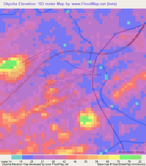 Okpoha,Nigeria Elevation Map