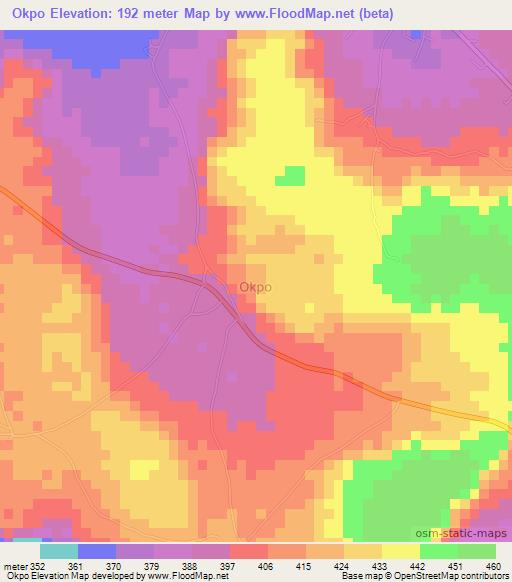 Okpo,Nigeria Elevation Map