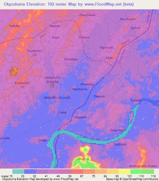 Okpoduma,Nigeria Elevation Map