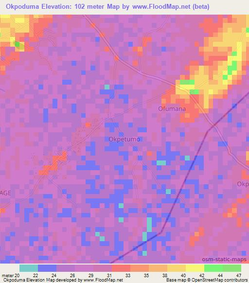 Okpoduma,Nigeria Elevation Map