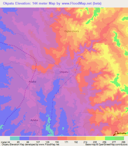 Okpatu,Nigeria Elevation Map