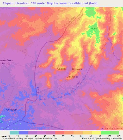 Okpatu,Nigeria Elevation Map