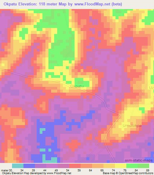 Okpatu,Nigeria Elevation Map