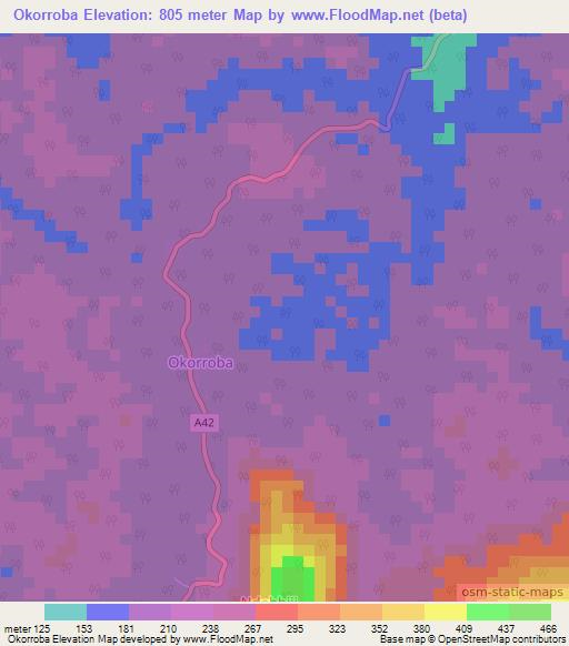 Okorroba,Nigeria Elevation Map