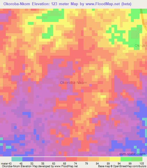 Okoroba-Nkom,Nigeria Elevation Map