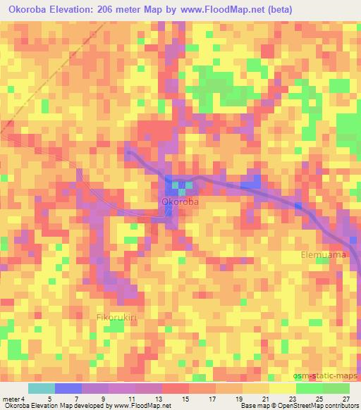 Okoroba,Nigeria Elevation Map