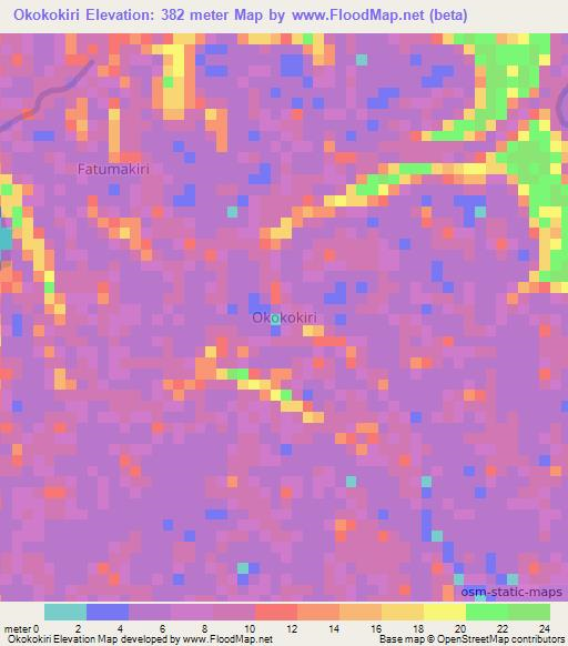 Okokokiri,Nigeria Elevation Map