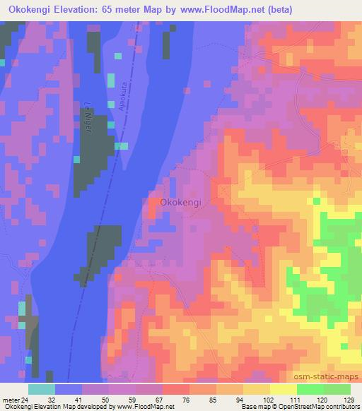 Okokengi,Nigeria Elevation Map