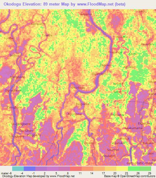 Okodogu,Nigeria Elevation Map