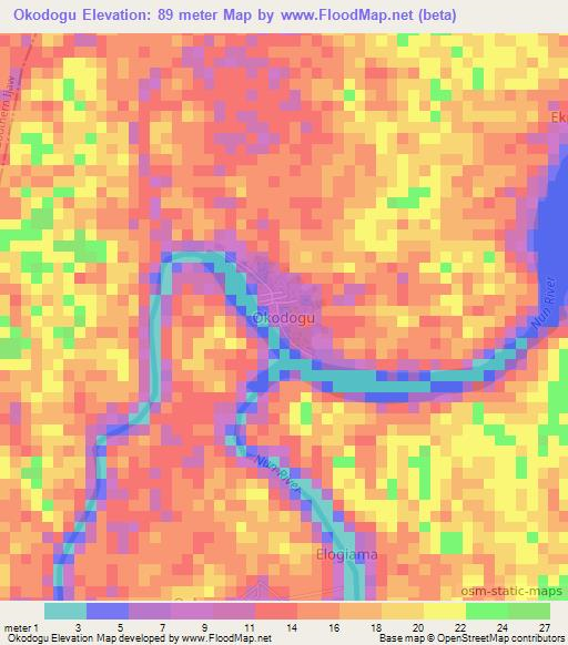 Okodogu,Nigeria Elevation Map