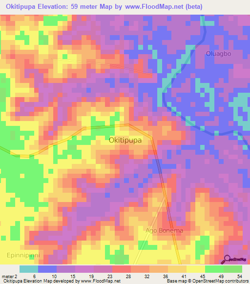 Okitipupa,Nigeria Elevation Map