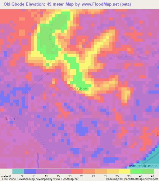 Oki-Gbode,Nigeria Elevation Map