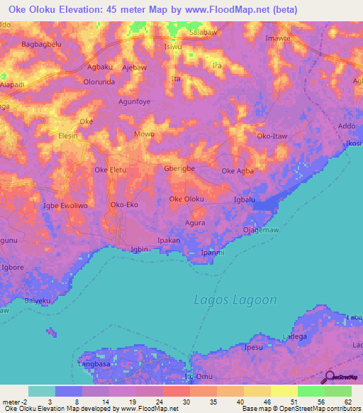 Oke Oloku,Nigeria Elevation Map