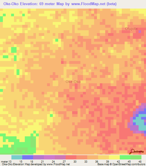 Oke-Oko,Nigeria Elevation Map