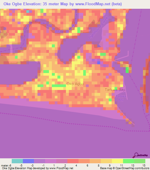 Oke Ogbe,Nigeria Elevation Map