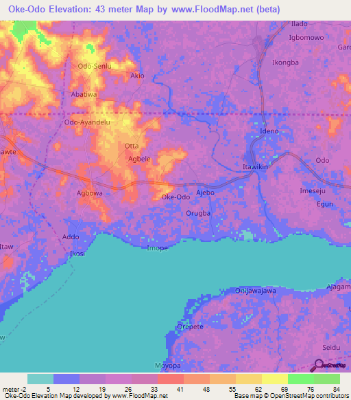 Oke-Odo,Nigeria Elevation Map