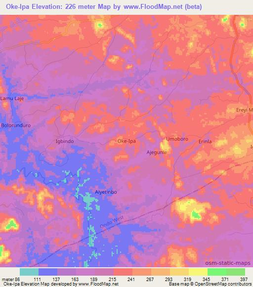 Oke-Ipa,Nigeria Elevation Map