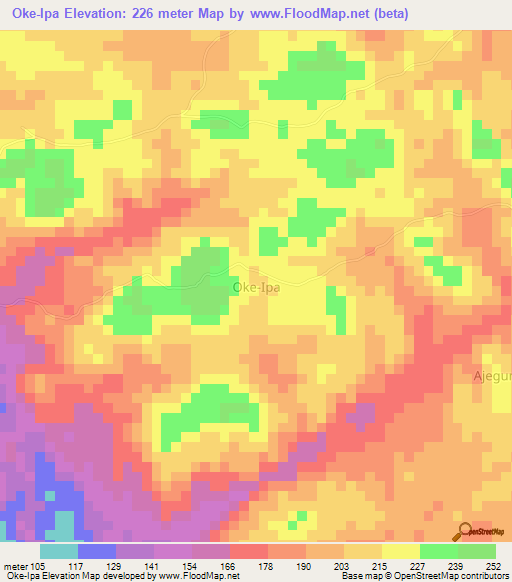 Oke-Ipa,Nigeria Elevation Map