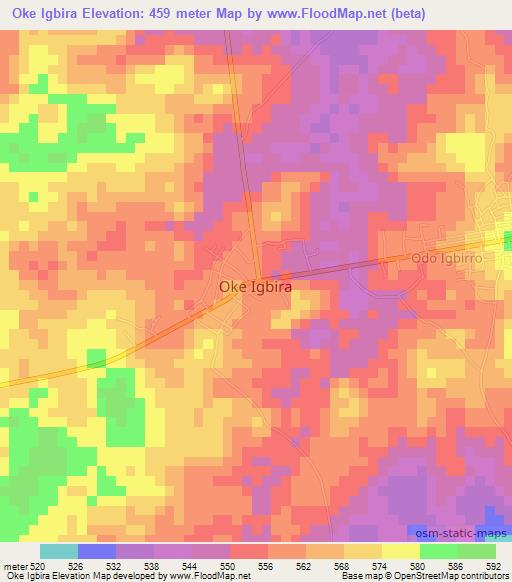 Oke Igbira,Nigeria Elevation Map