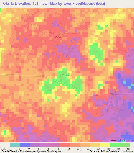 Okaria,Nigeria Elevation Map