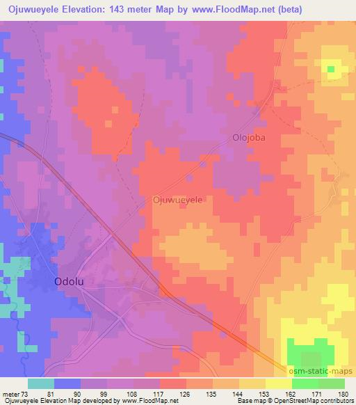 Ojuwueyele,Nigeria Elevation Map