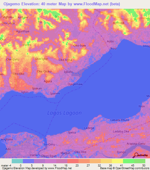 Ojagemo,Nigeria Elevation Map