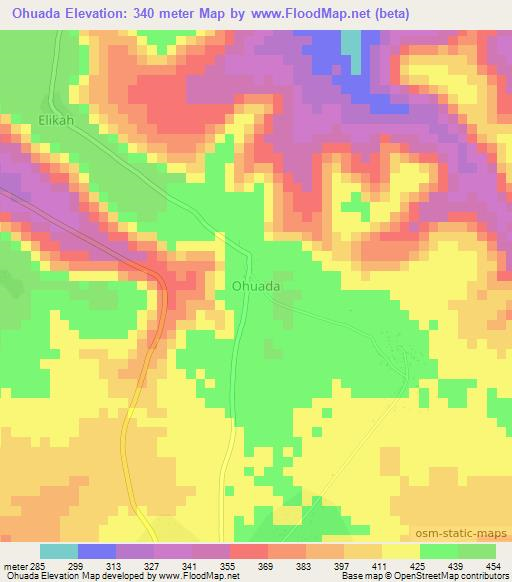 Ohuada,Nigeria Elevation Map