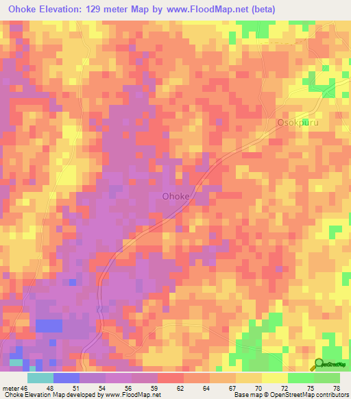 Ohoke,Nigeria Elevation Map