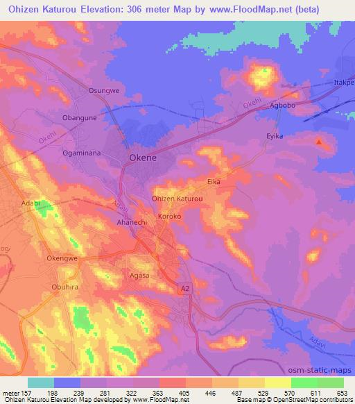 Ohizen Katurou,Nigeria Elevation Map