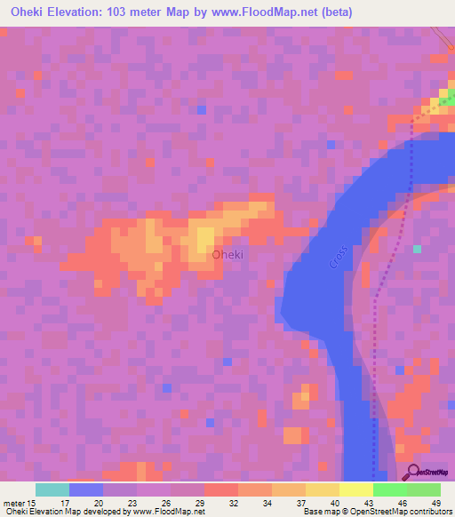 Oheki,Nigeria Elevation Map