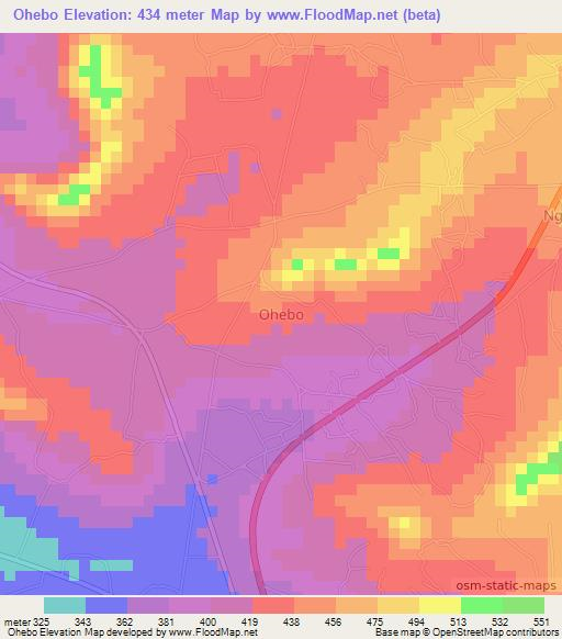 Ohebo,Nigeria Elevation Map