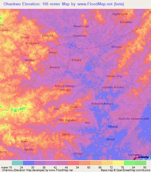 Ohankwu,Nigeria Elevation Map
