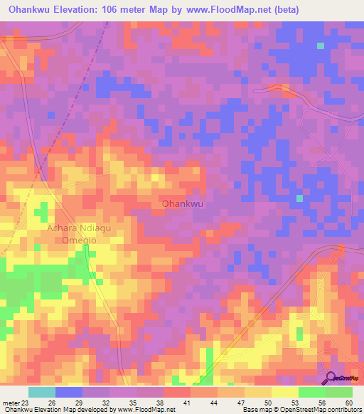 Ohankwu,Nigeria Elevation Map