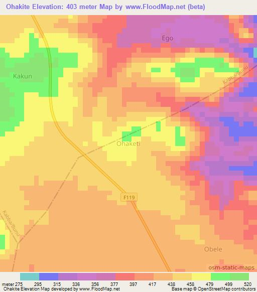 Ohakite,Nigeria Elevation Map