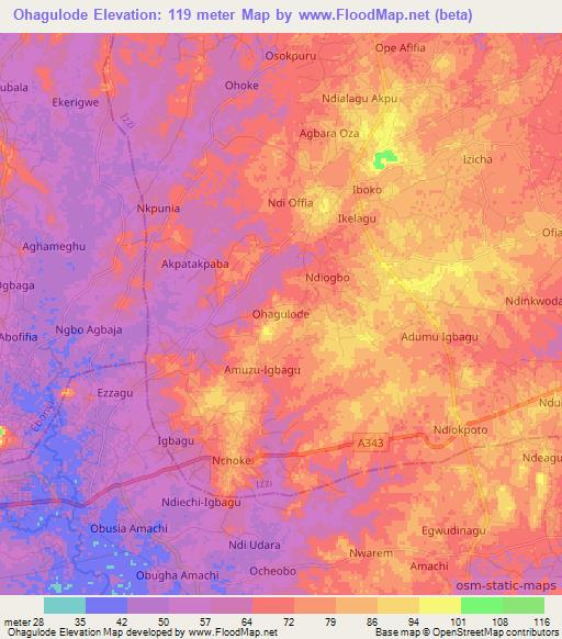 Ohagulode,Nigeria Elevation Map