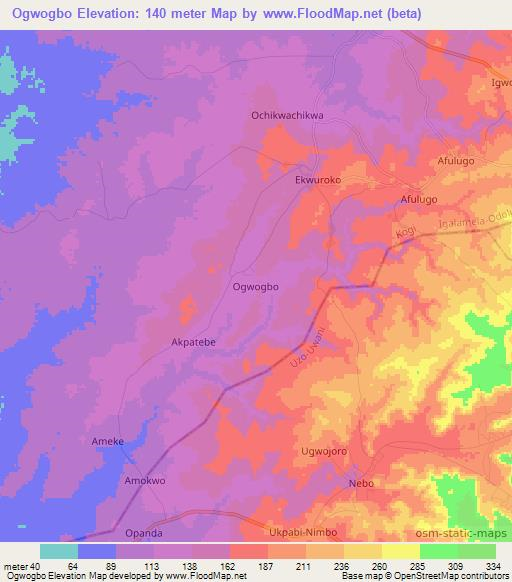 Ogwogbo,Nigeria Elevation Map