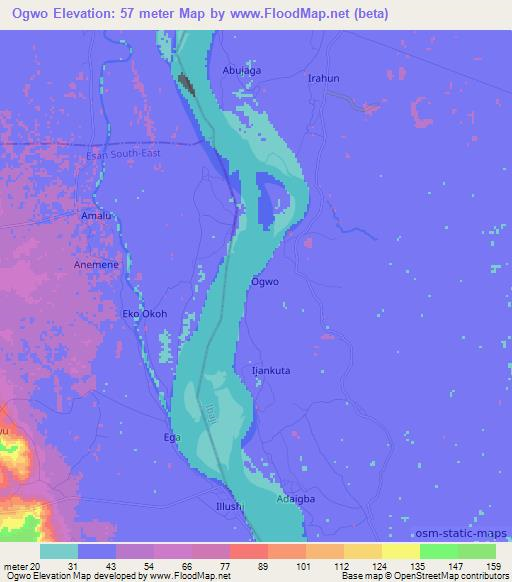 Ogwo,Nigeria Elevation Map