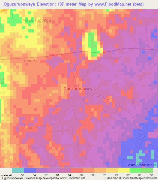 Oguzuruonweya,Nigeria Elevation Map